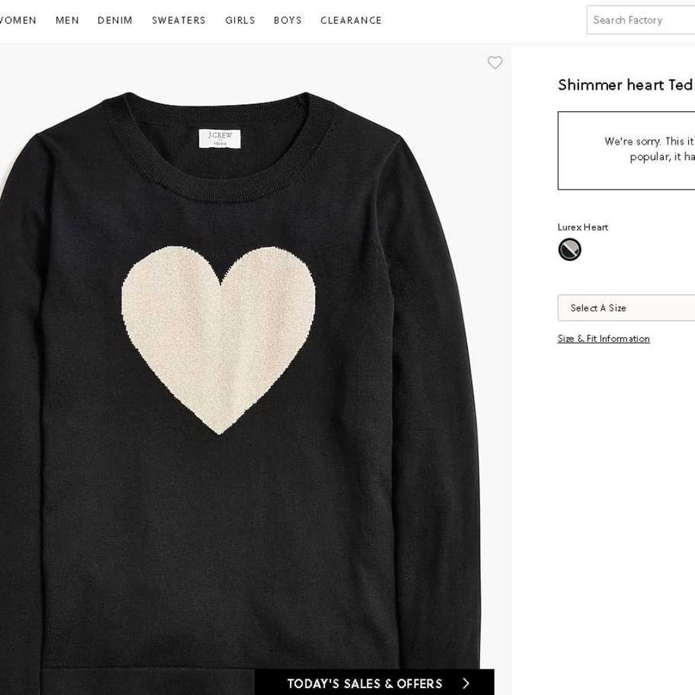 New women's XL 2X 3X J Crew Factory shimmer heart Teddie sweater black - Picture 2 of 10